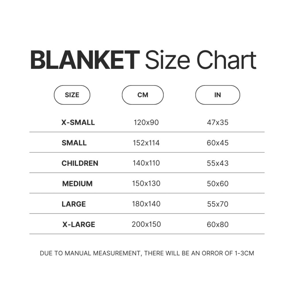 Blanket Size Chart - Football Gift Shop