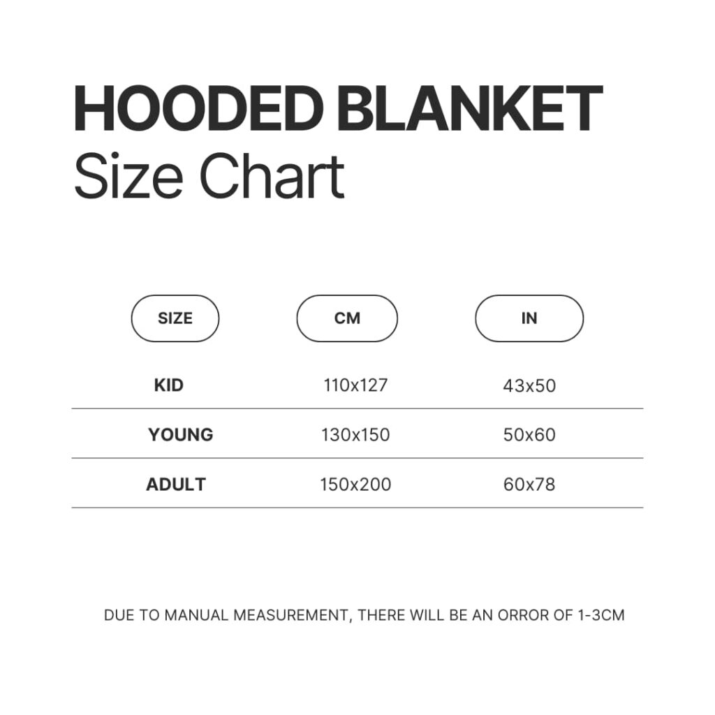 Hooded Blanket Size Chart - Football Gift Shop