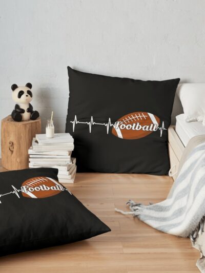 Football Heartbeat Throw Pillow Official Football Merch