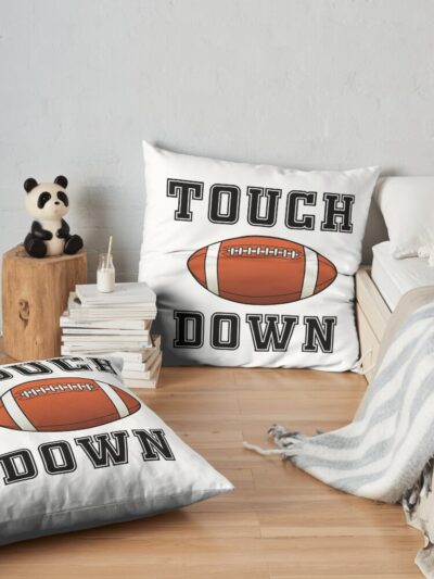 American Football Slang: Ball With Touchdown Throw Pillow Official Football Merch