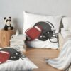 American Football Helmet And Ball Throw Pillow Official Football Merch