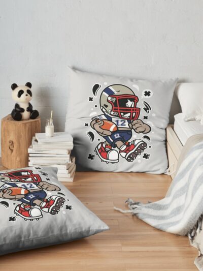 Football - Gridiron Greatest Quarterback Cartoon Character - Funny T Shirt! A Perfect Gift For Football Fans!! Throw Pillow Official Football Merch