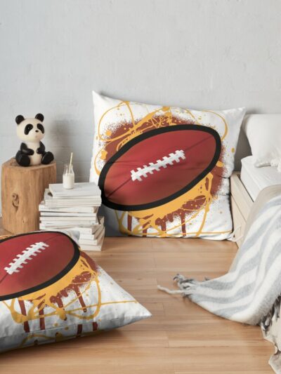 American Football Cartoon Throw Pillow Official Football Merch