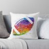 American Football Ball Colorful Watercolor Throw Pillow Official Football Merch