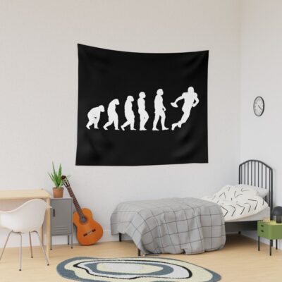 Evolution Of Man To American Football Player Vintage, Rugby Sport Gift Tapestry Official Football Merch