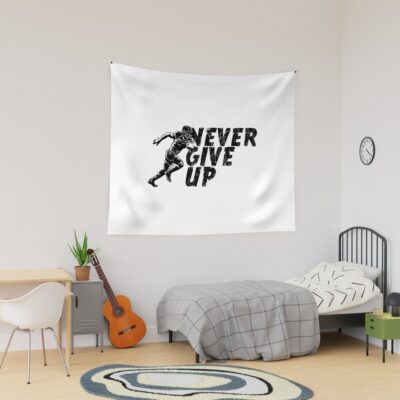 American Football Never Give Up Slogan Tapestry Official Football Merch