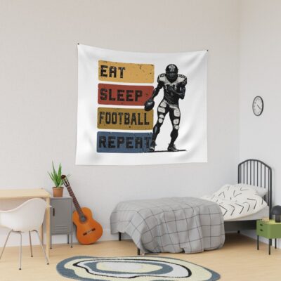 Eat Sleep Football Repeat Tapestry Official Football Merch