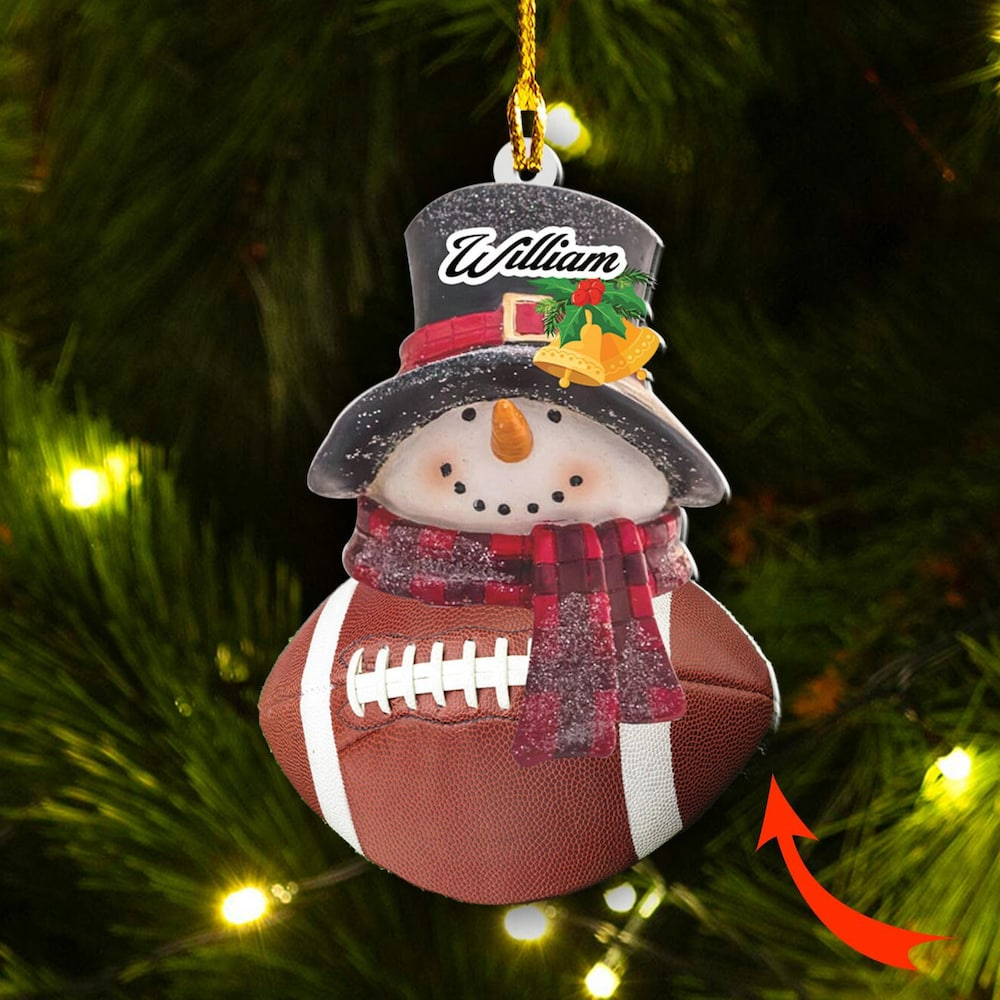 Personalized Football Snowman Christmas Acrylic Ornament