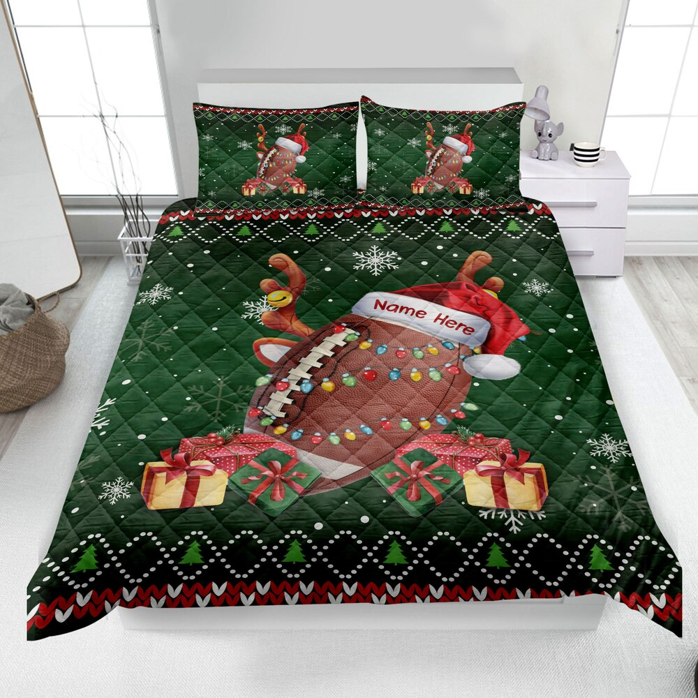 Personalized Football Christmas Quilt Set